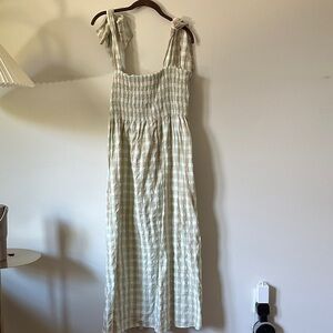 Mango Mint and Beige Textured Midi Dress